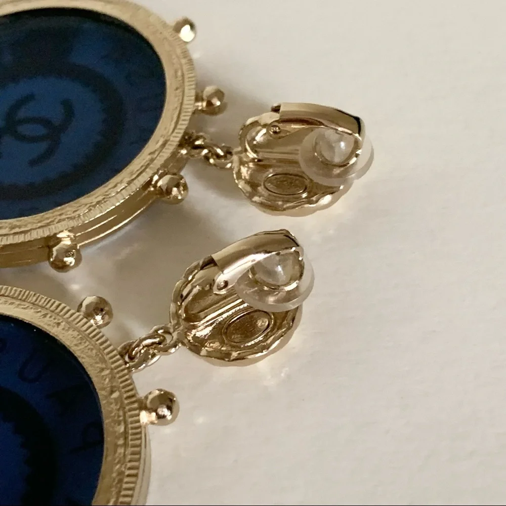 Chanel Large Logo Disc Earrings